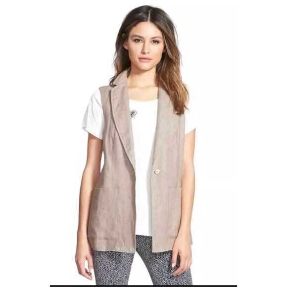 Max Mara Weekend 100% Linen Vest size 4 neutral, glam, vacation - Picture 3 of 8